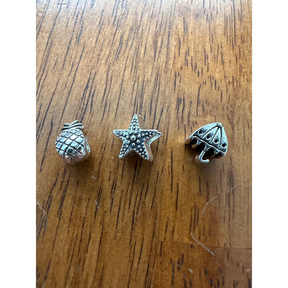 Silver-Tone Sea Themed Bead Charms – Set of 3 (European Bracelet Style